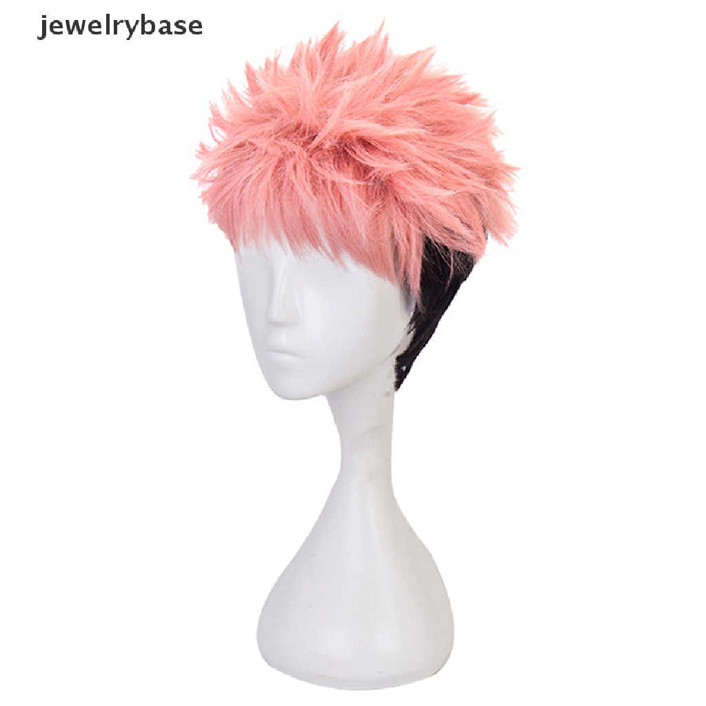 [jewelrybase] Aniem Jujutsu KaisenYuji Itadori Smoky Pink Cosplay Wig Braided Rambut Sintetis Butik