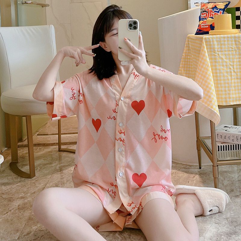 TOPGROSIR TG1672 Set Piyama Pendek Wanita/ Baju Tidur Import Berkarakter Kekinian