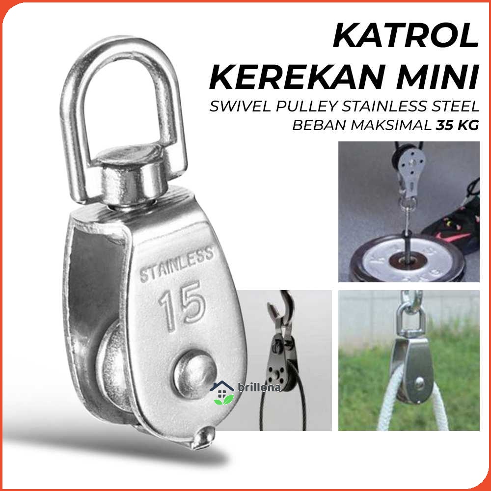 ASOL Katrol Kerekan Mini Serbaguna Swivel Pulley Stainless Steel