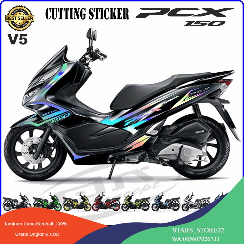 STRIPING CUTTING STIKER HONDA PCX 160 PCX 150 DESAIN 2023 SPORTY Sticker    Variasi 5 Hologram Honda