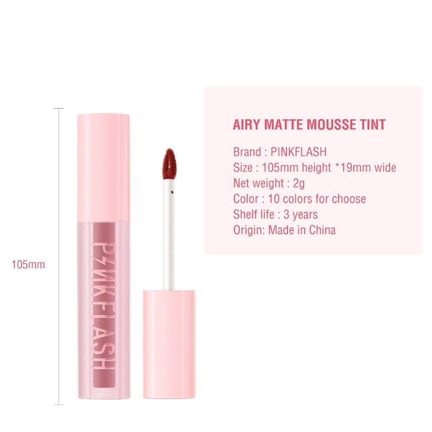 (READY &amp; ORI) PINKFLASH AIRY MATTE MOUSSE TINT SILKY MATTE FINISH PF-L08