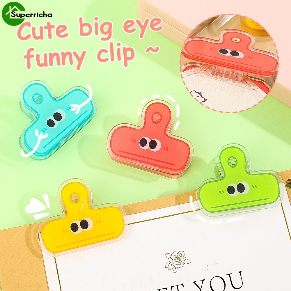 [Fiture] Kartun Lucu Mata Besar Lucu Klip File Akrilik/Klip Cinta Pink &amp; Transparan/Klip Penutup Penyimpanan/Fixer Data &amp; Dokumen/Penjepit Penyegel Makanan Snack Dapur Serbaguna