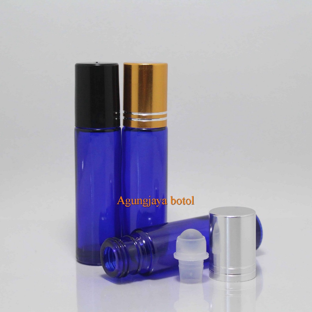Roll On 10 Ml Biru Original Tutup Pp Hitam / Botol Kaca / Botol Parfum / Botol Minyak Angin / Botol 