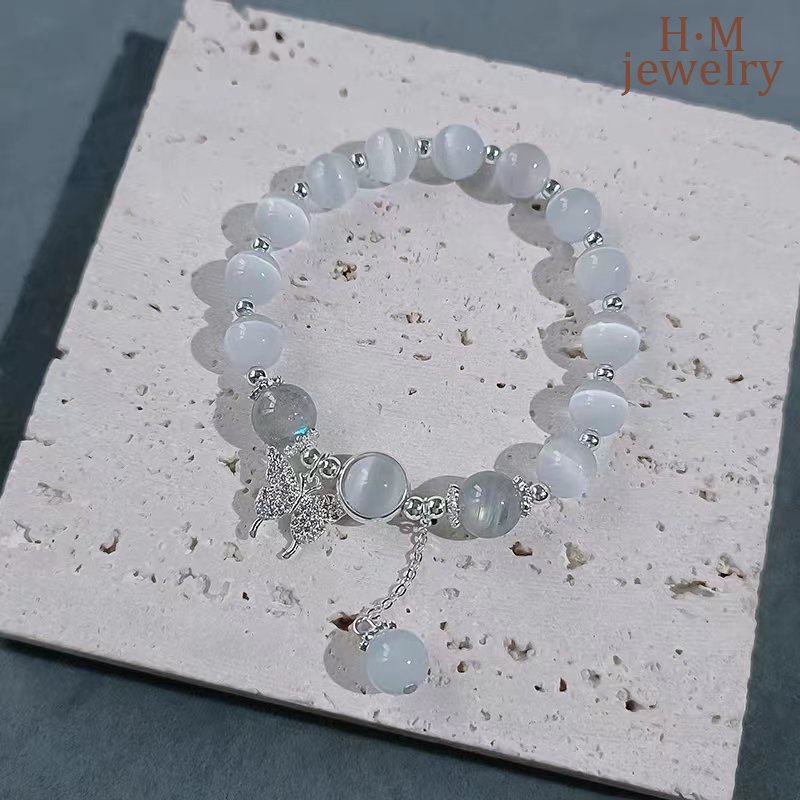 Gelang Opal Kupu-Kupu Perak S925 2023gelang Kristal Bermutu Tinggi Baru