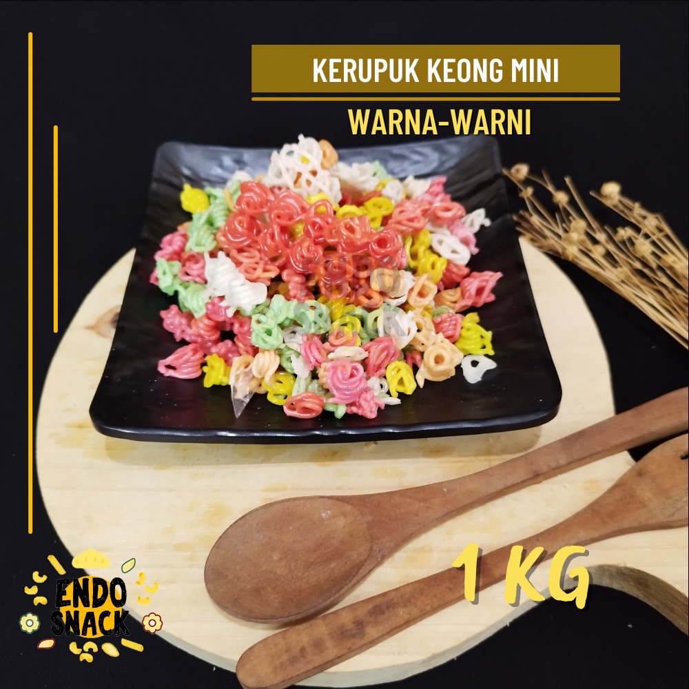 KERUPUK KEONG MINI KECIL 1Kg WARNA WARNI, Untuk Seblak, digoreng