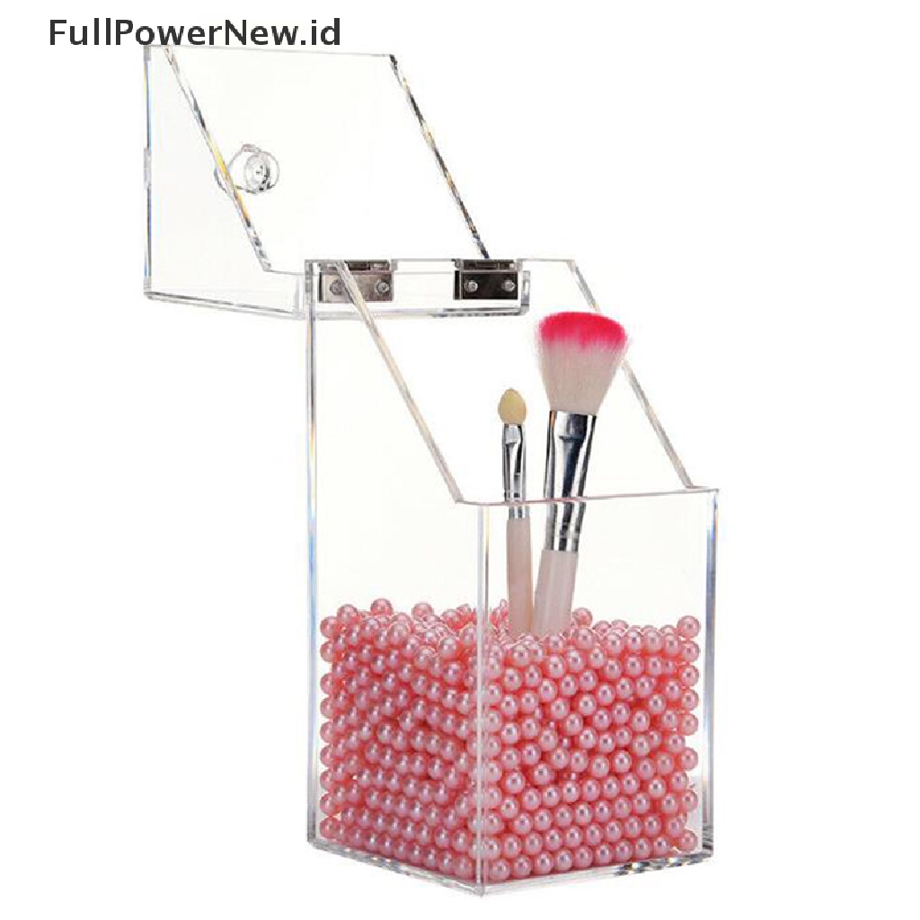 Power Pearl Acrylic Bening Organizer Kosmetik Makeup Brush Container Tempat Kotak Penyimpanan ID