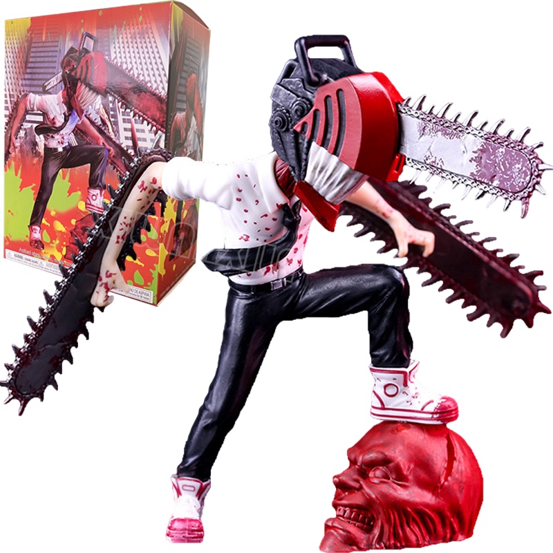 Chainsaw Man Denji 17 cm Anime Figure Action Figurine Patung Pvc Koleksi Kamar Model Boneka Dekorasi Hiasan Mainan