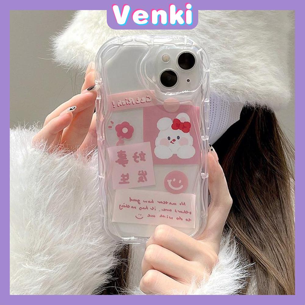 Case iPhone 11 Pro Max TPU Soft Clear Pink Curved Wave Case Cute Cartoon Rabbit Camera Protection Shockproof For iPhone 14 13 12 11 Plus Pro Max 7 Plus X XR