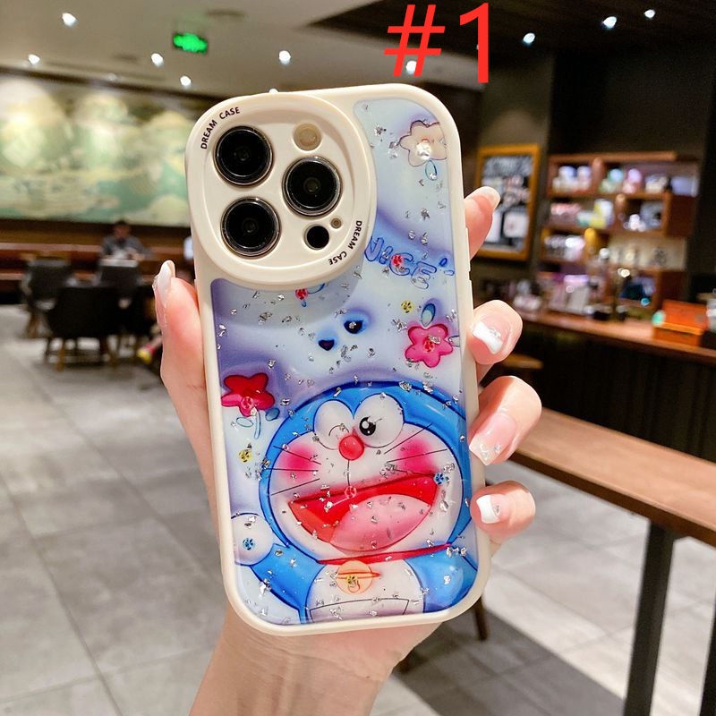 IPHONE Lovely Rainbow Doraemon Flash Soft TPU Case HP iP Iphone14 13 12 11 Pro Max FTD Casing Apple