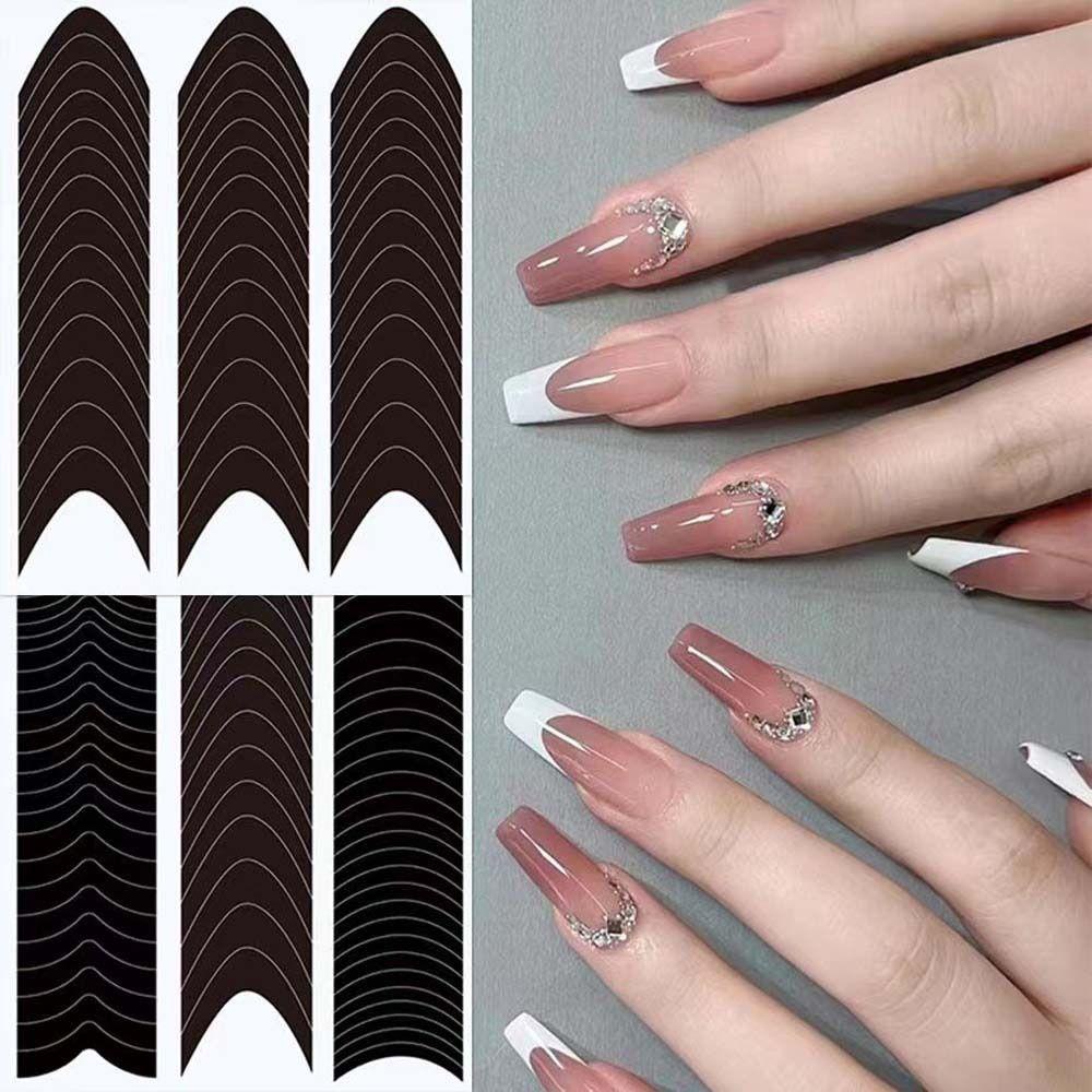 AUGUSTINA Agustina French Nail Stiker Korea Ins Style Tambahan Sticker Arc Line Garis Riak Air Dekorasi Kuku