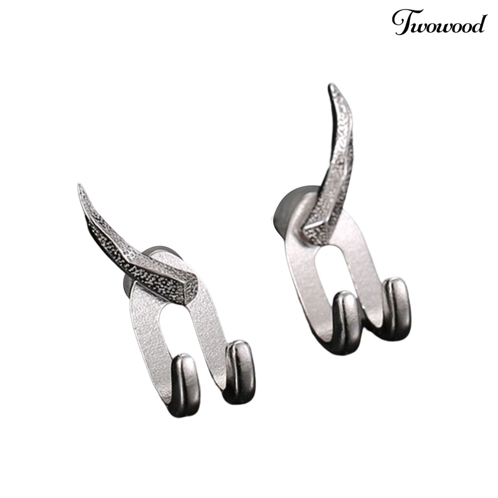 Twowood Ear Studs Punk Hip Hop Dilepas 2-cakar Kait Kepribadian Hadiah Keren Gaya Sederhana Pria Anting Perhiasan Fashion