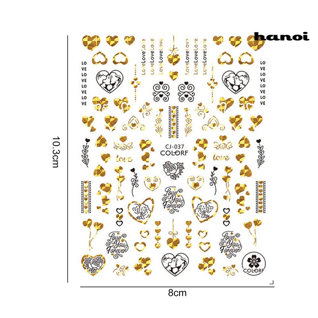 Hi Stiker Kuku Pola Indah Perekat Diri Removable Kuat Lengket Anti Jatuh Hias DIY Mawar Cinta Hati Nail Art Decal Pernikahan Lamaran Slider Untuk Hari Valentine