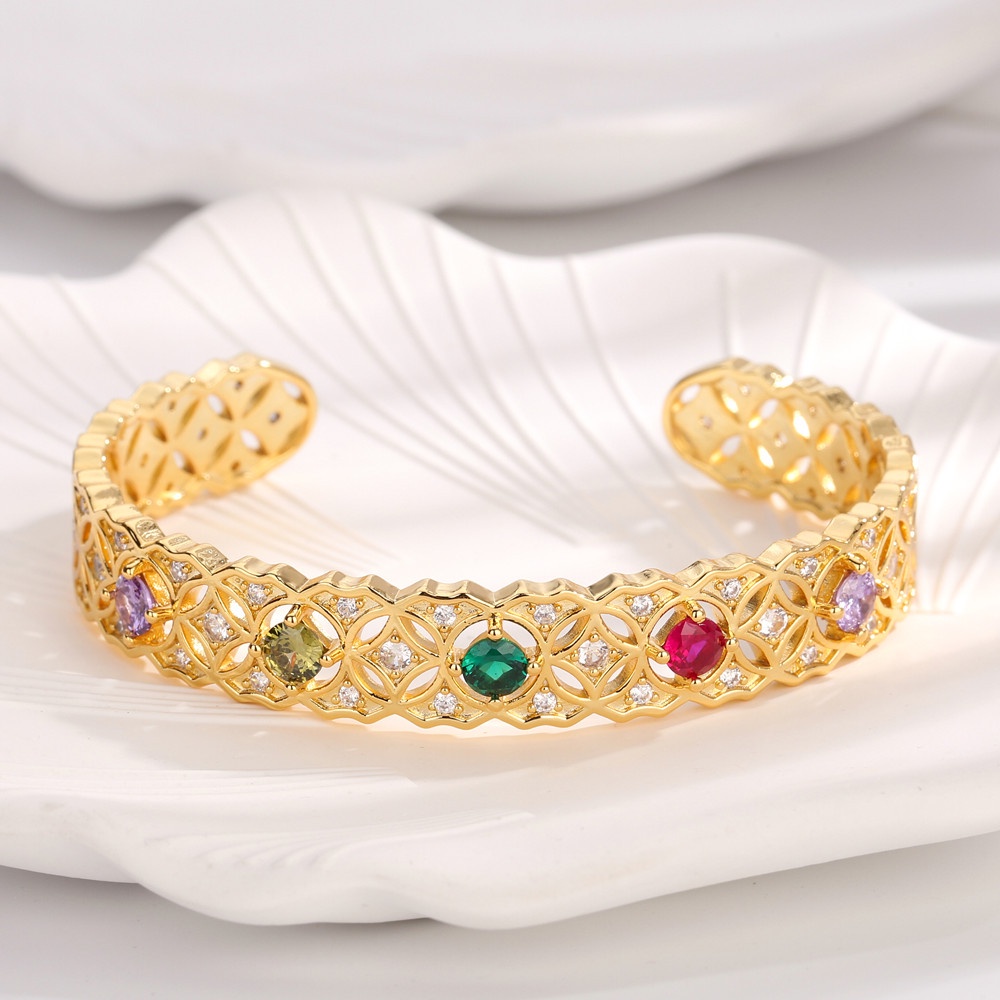 Goldkingdom Aksesoris Perhiasan Fashion Ready Stock Cincin Berlian Desain Perempuan Rasa Anyaman Bijian Berwarna Emas Harta Karun Gelang Uang