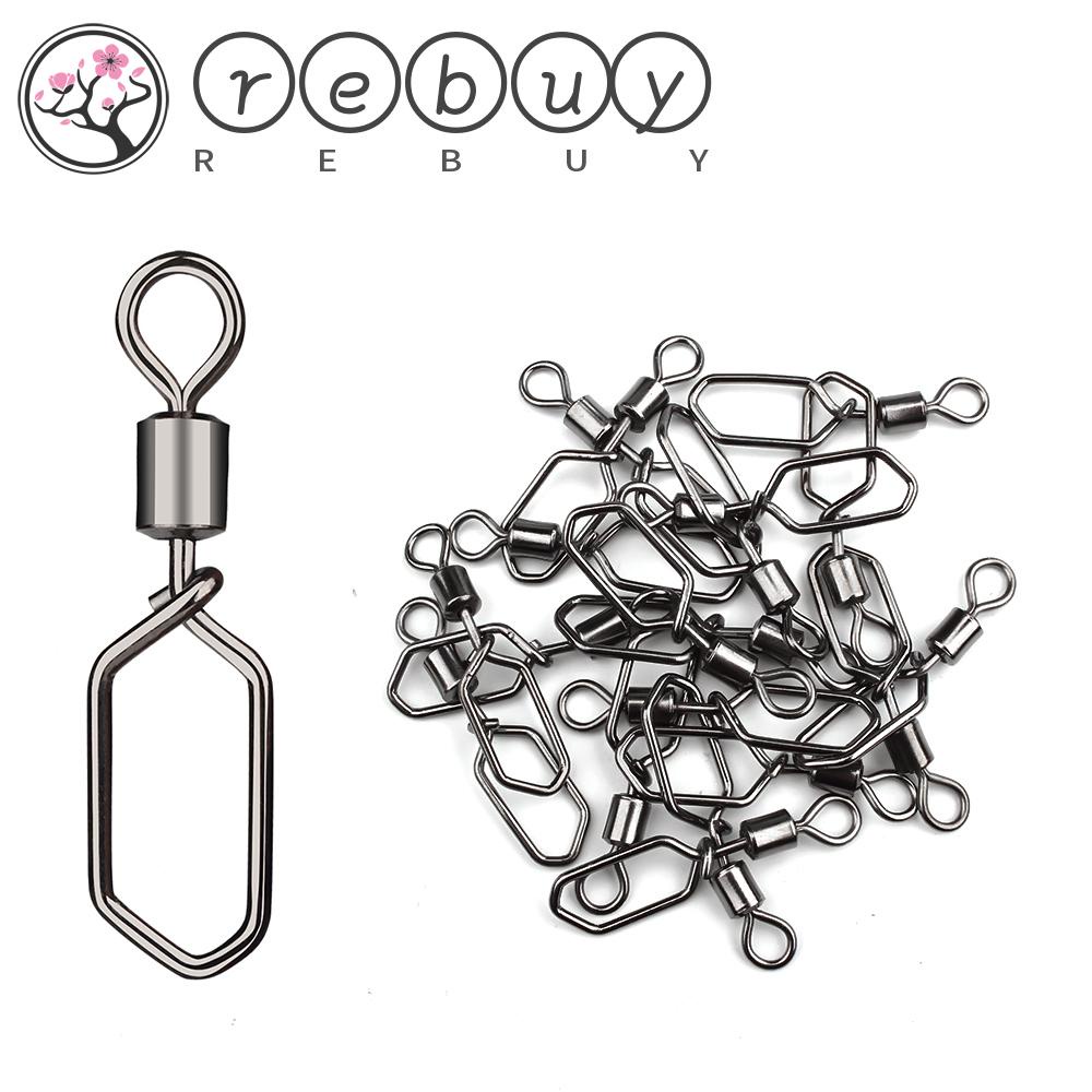 REBUY Reinforced Fishing Swivels Stainless Steel Interlock Snap Hook Snap Pin High Strength Corrosion Resistant Barrel Swivel Lure Hook 20pcs Fishing Accessories Fishing Line Connector