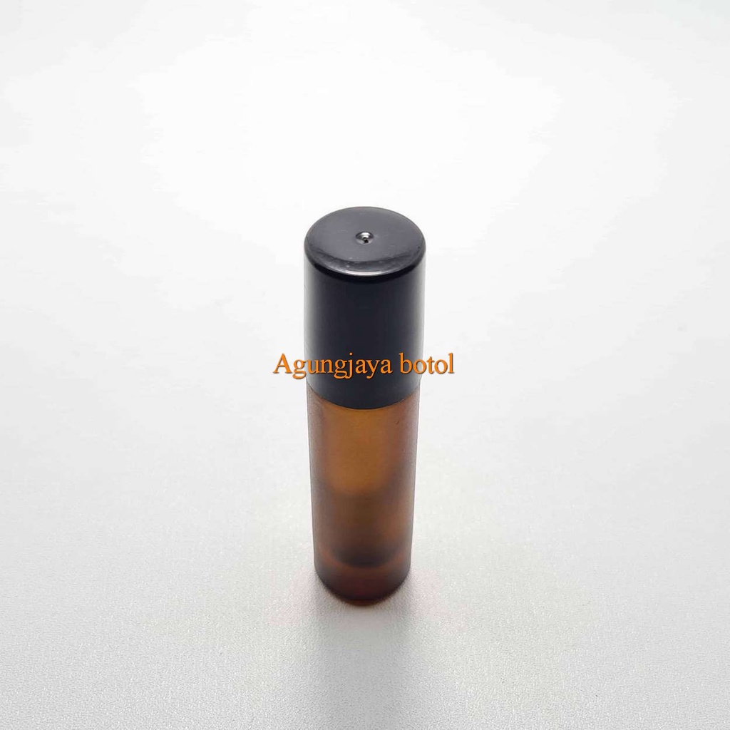 Roll On 6 Ml Amber Fros Tutup Pp Hitam / Botol Kaca / Botol Parfum / Botol Minyak Angin / Botol Roll