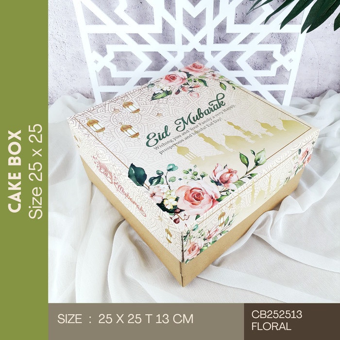 

Cake Box Lebaran 25x25 Hampers Packaging Idul Fitri PINK FLORAL