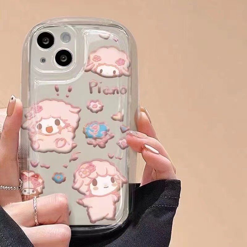 IPHONE Casing Ponsel Transparan Shockproof Kompatibel Untuk Iphone14 13 12 11 Pro XS Max X Xr8 +7Plus Casing Domba Lucu Lembut TPU Silikon Cover