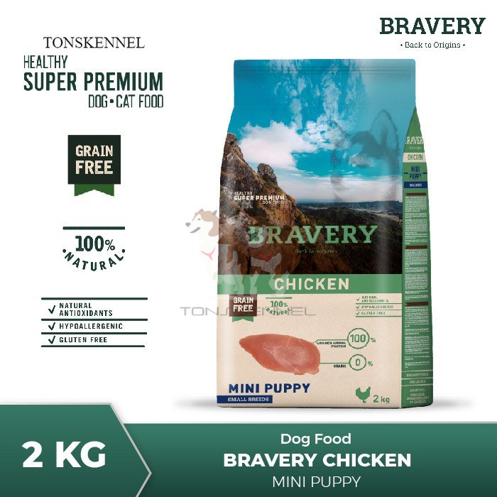 BRAVERY Mini Puppy Chicken 2 Kg Dog Food rasa Ayam 2kg Makanan Anjing Dogfood Anak Anakan