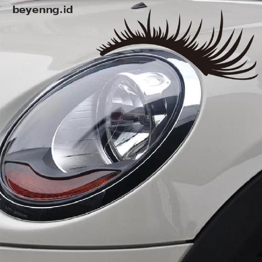 Beyen 1pasang 3D Bulu Mata Menawan Stiker Mobil Bulu Mata Palsu Mobil Headlight Lucu Decals ID