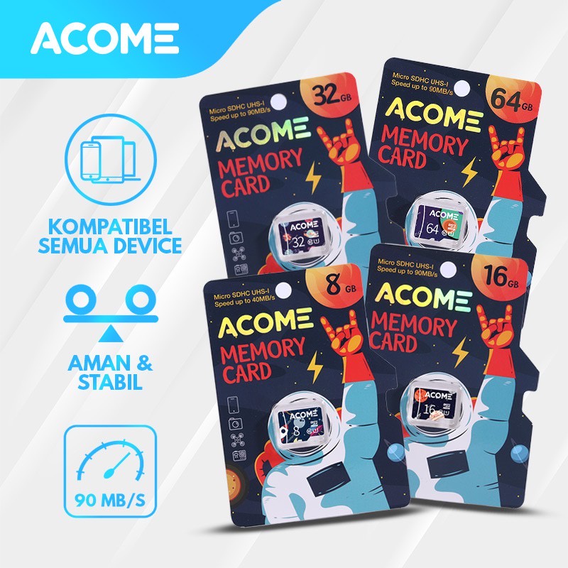 ACOME Kartu Micro SD Card GB High Speed Up To 90MB/S Class 10 Memory Card All device