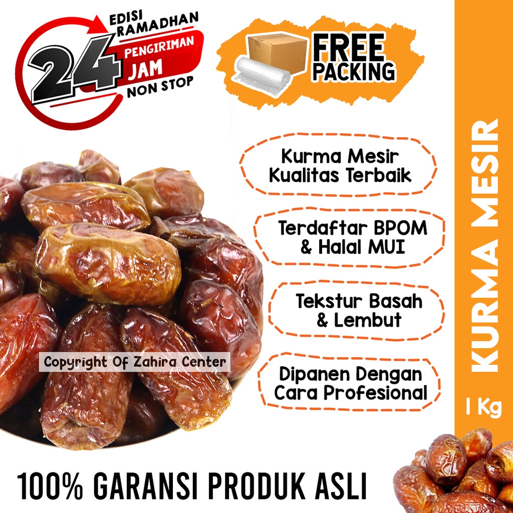 

Kurma Basah Mesir Madu 1KG BPOM Golden Valley Gizza Rehab Barari Untuk Puasa & Nabeez Enak Bergizi