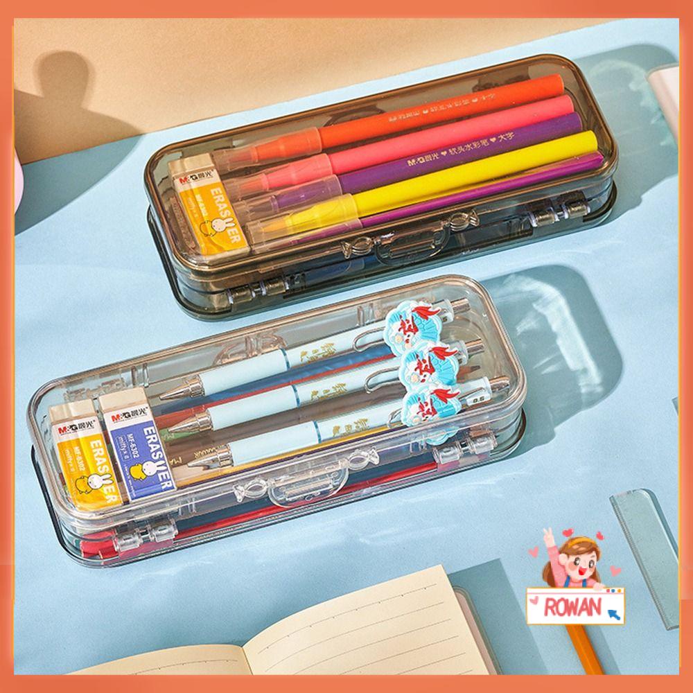 R-flower Pencil Case Hot Sale Transparan Kapasitas Besar Kotak Alat Tulis