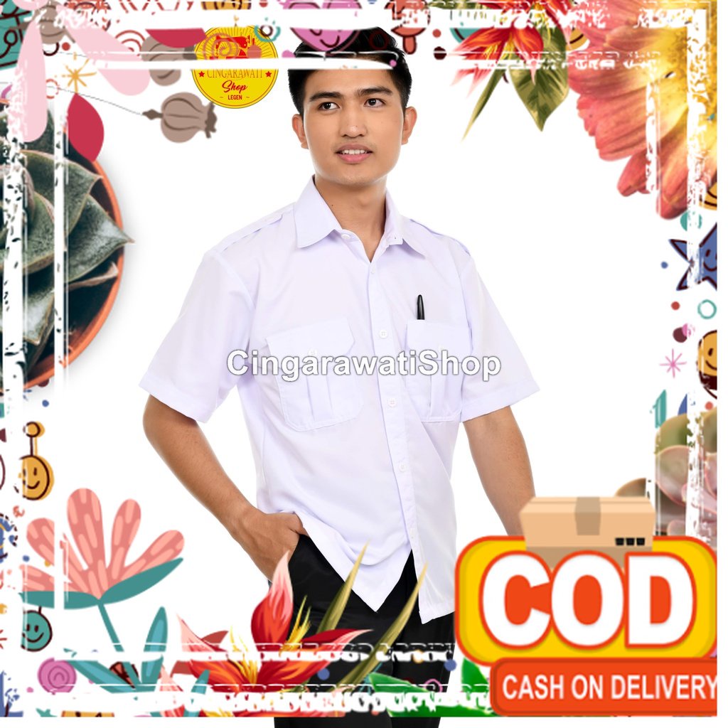 Baju PDH Putih Pns Kemeja Putih Dinas Pria Baju Putih Pemda Lengan Pendek Baju Pdl putih Polos Pria 