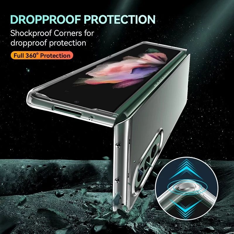 Original Hard Case Cover Casing Samsung Galaxy Z Fold 3 Fold3  Fold 4 Fold4 5G  case Clear   Sarung 
