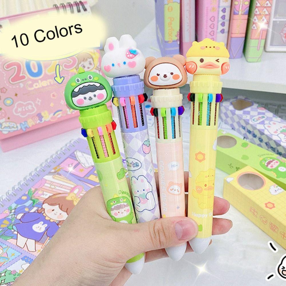 Nanas 2PCS /Set Bolpoin Warna Warni Refill Alat Tulis Belajar Alat Kantor Alat Tulis Press Type Gel Bolpen