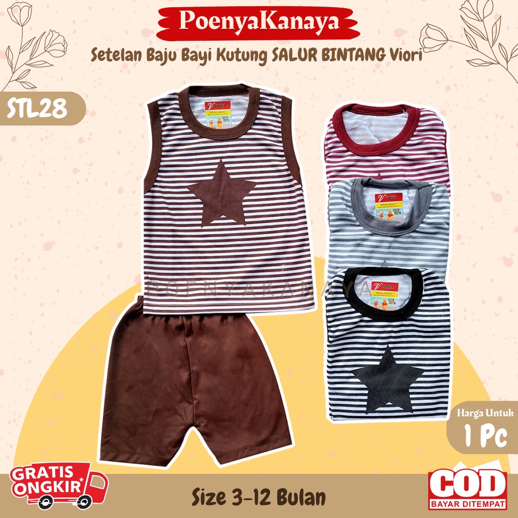 Setelan Baju Bayi Kutung SALUR BINTANG Viori Size 3-12 Bulan STL28