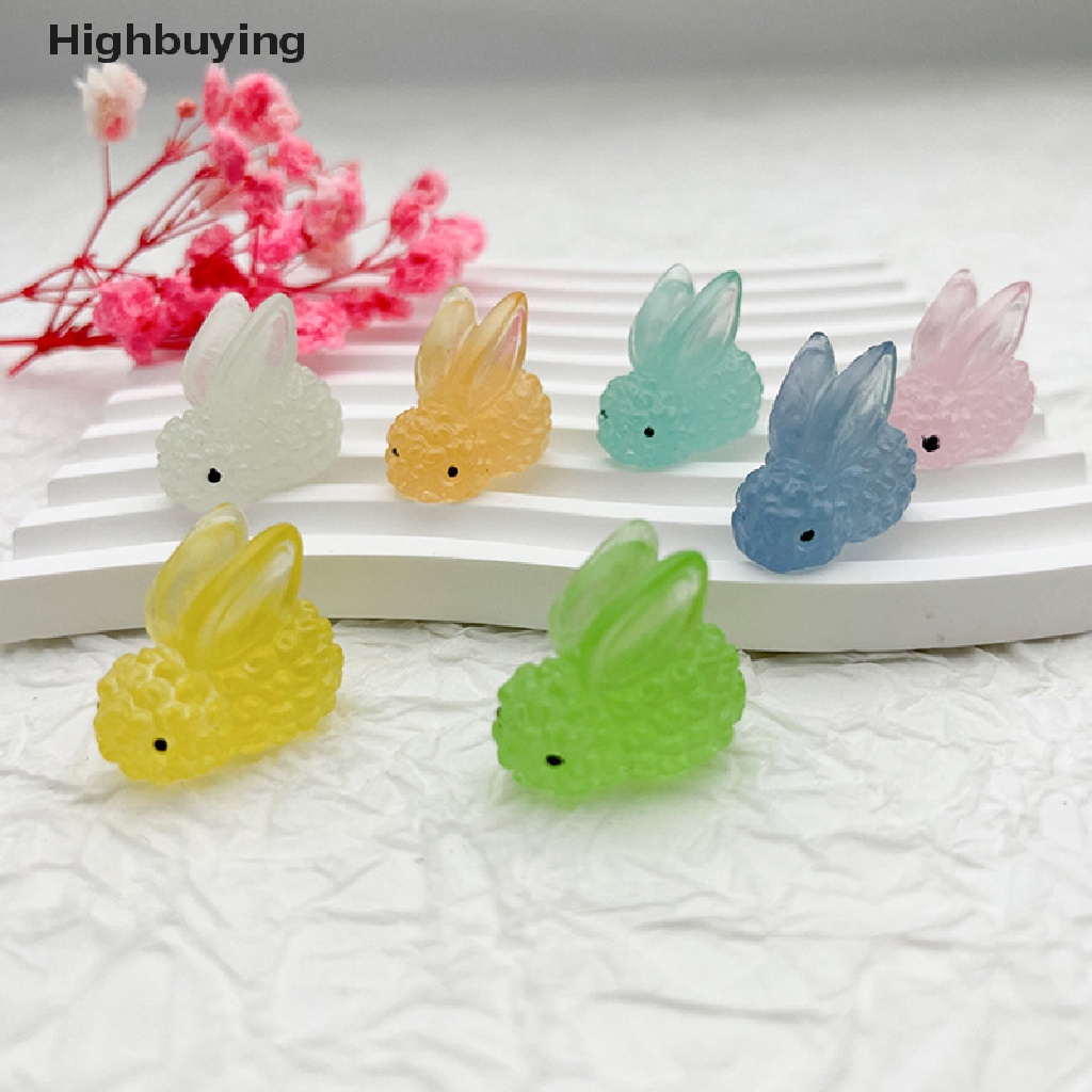 Hbid 5 Pcs Fluorescence Mini Resin Kelinci DIY Handmade Perhiasan Aksesoris Miniatur Dekorasi Lucu Mobil Hiasan Hadiah Glory