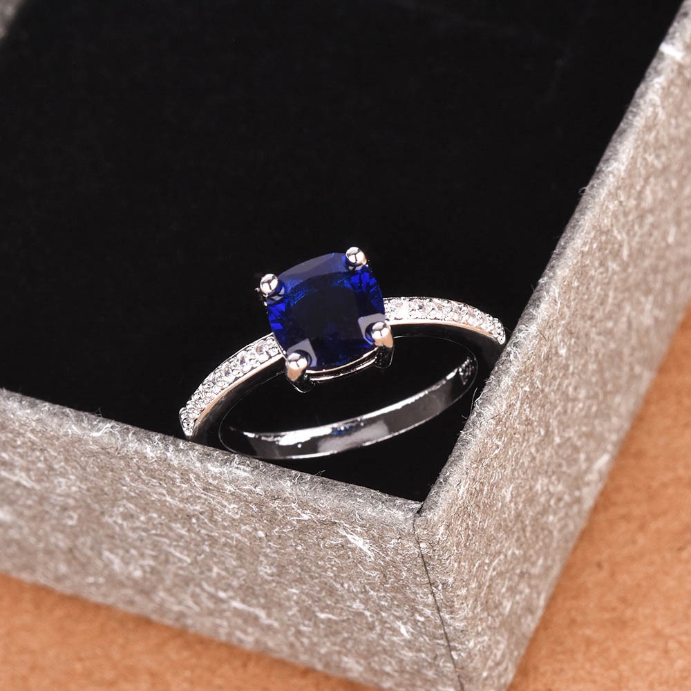 Goldkingdom Fashion Perhiasan Aksesoris Ready Stock Hias London Biru Topa Batu Berlian Perempuan Cincin Eropa Dan Amerika Mewah Cadenza Harta Karun