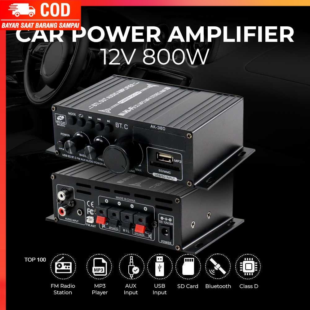 ( 100% BARANG ORI ) LEORY Penguat Daya Audio Bluetooth Car Power Amplifier 12V 800W - AK380