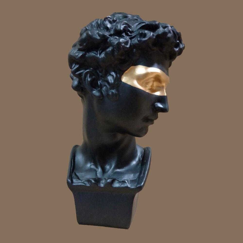 [Elegan] David Bust Statue blindfolded Indah Vintage Patung Terkenal Kepala Potret Dekorasi Perlengkapan Seni Dekorasi Rumah Kerajinan Resin Patung Karakter