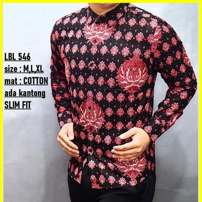 KEMEJA PRIA BATIK LENGAN PANJANG HEM BAHAN KATUN HALUS 40S LBL 546 MEWAH PREMIUM BAJU ELEGANT SIZE M L XL  SKU MS JAKARTA