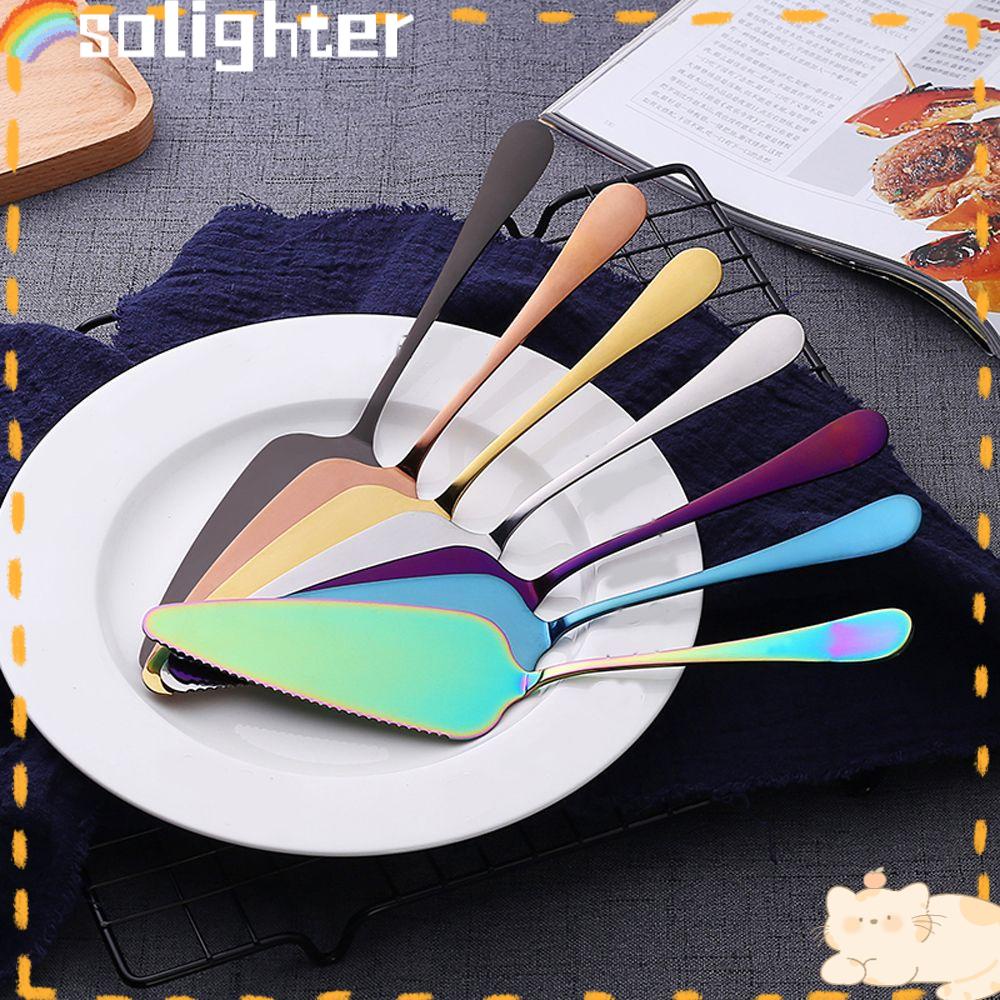 Solighter Spatula Kue Kualitas Tinggi Stainless Steel Tepi Bergerigi Alat Kue Cake Server