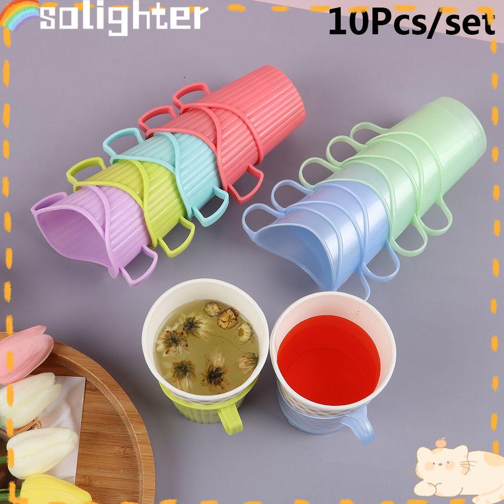 Solighter 10Pcs Cup Holder Plastik Rumah Penebalan Mug Sleeve