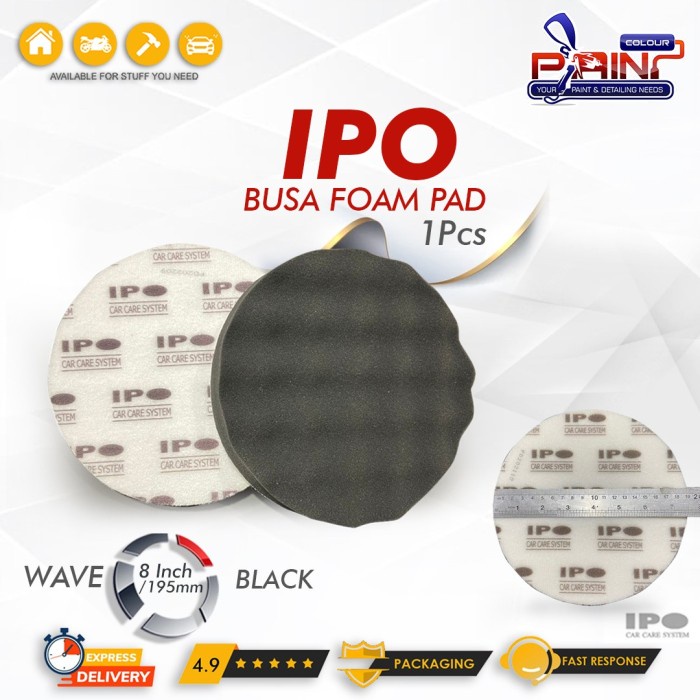 IPO Busa Poles Gelombang Wave Foam Pad 8 inch BLACK 195MM Finishing
