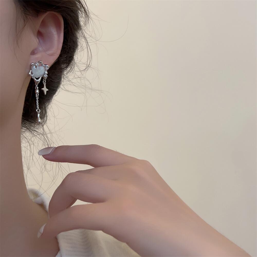 Fashion Perak Bintang Drop Anting-Anting Untuk Wanita Hypoallergenic Elegan Jantung Anting-Anting Perhiasan Aksesoris