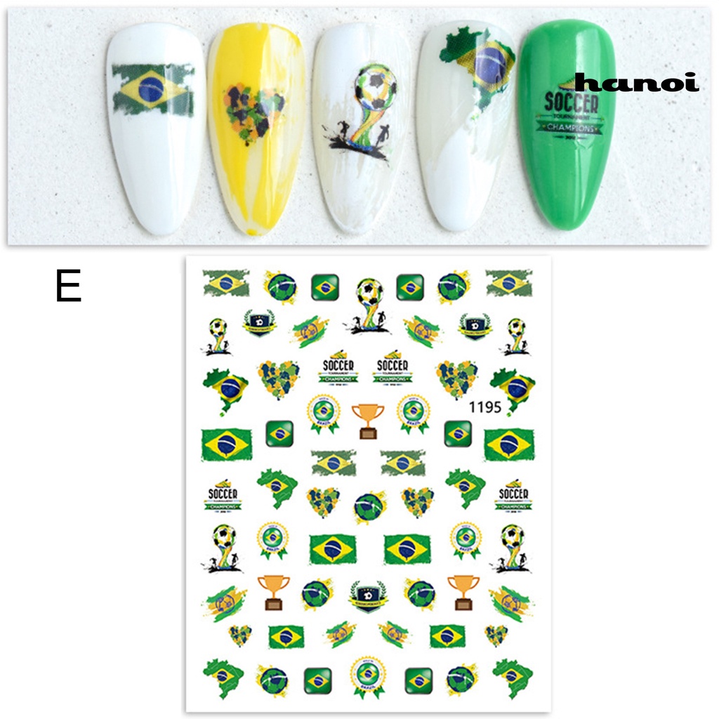 Hi Stiker Kuku Pola Indah Warna Hidup Perekat Diri Kuat Lengket Yang Dapat Dilepas Dekoratif Ultra-Tipis Gaya Sepak Bola DIY Mudah Mengelupas Kuku Stiker Perlengkapan Kuku