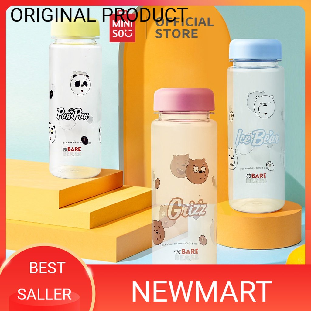 MINISO Botol Minum We Bare Bears Botol Air Minum 500ml Botol Air Dingin Plastik Botol Minum Botol Ol