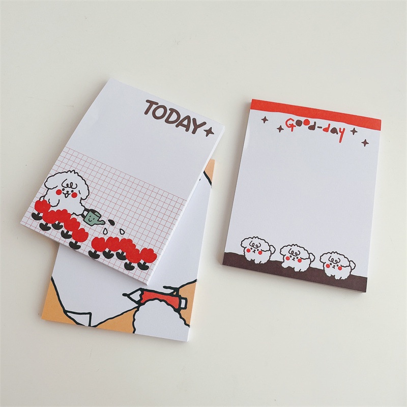 Pola Tulip Anjing Keriting Memo Stickless Grid Kantor Belajar Sticky Note