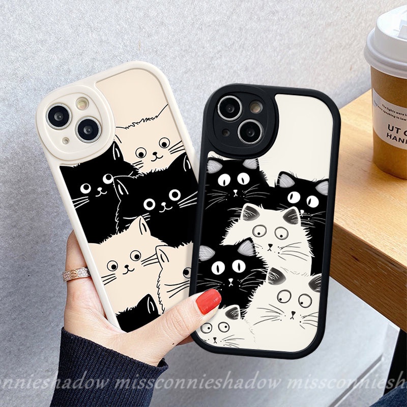 Couple Case Oppo A17 A78 A57 A15 A95 A12 A16 A5s A17K A7 A54 A16K A96 A58 A9 A5 A77s A74 A76 A55 A3S Reno5 8 5F 7 7Z A53 A31 A16E A92 A1K Kucing Kartun Lucu Imut Lembut Sarung Tpu