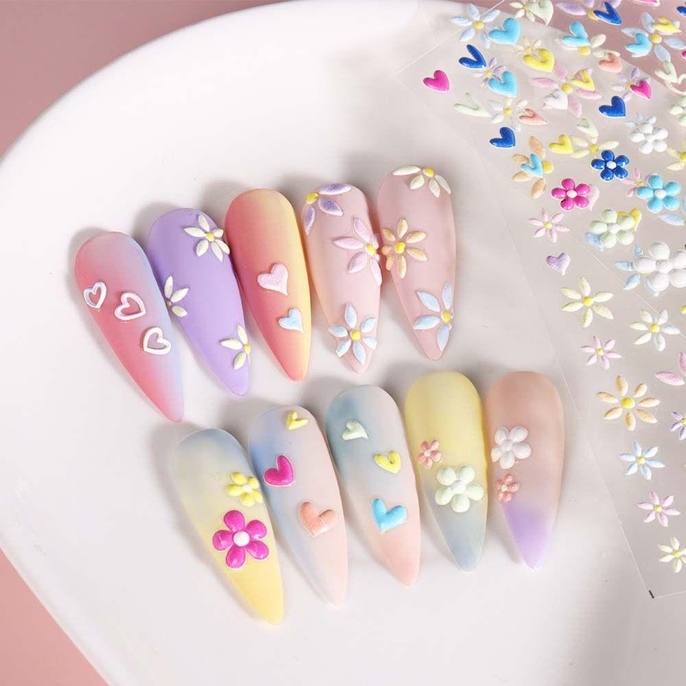 Mxbeauty Bunga Stiker Kuku Wanita Fashion Love Hati|Hiasan Kuku Daisy