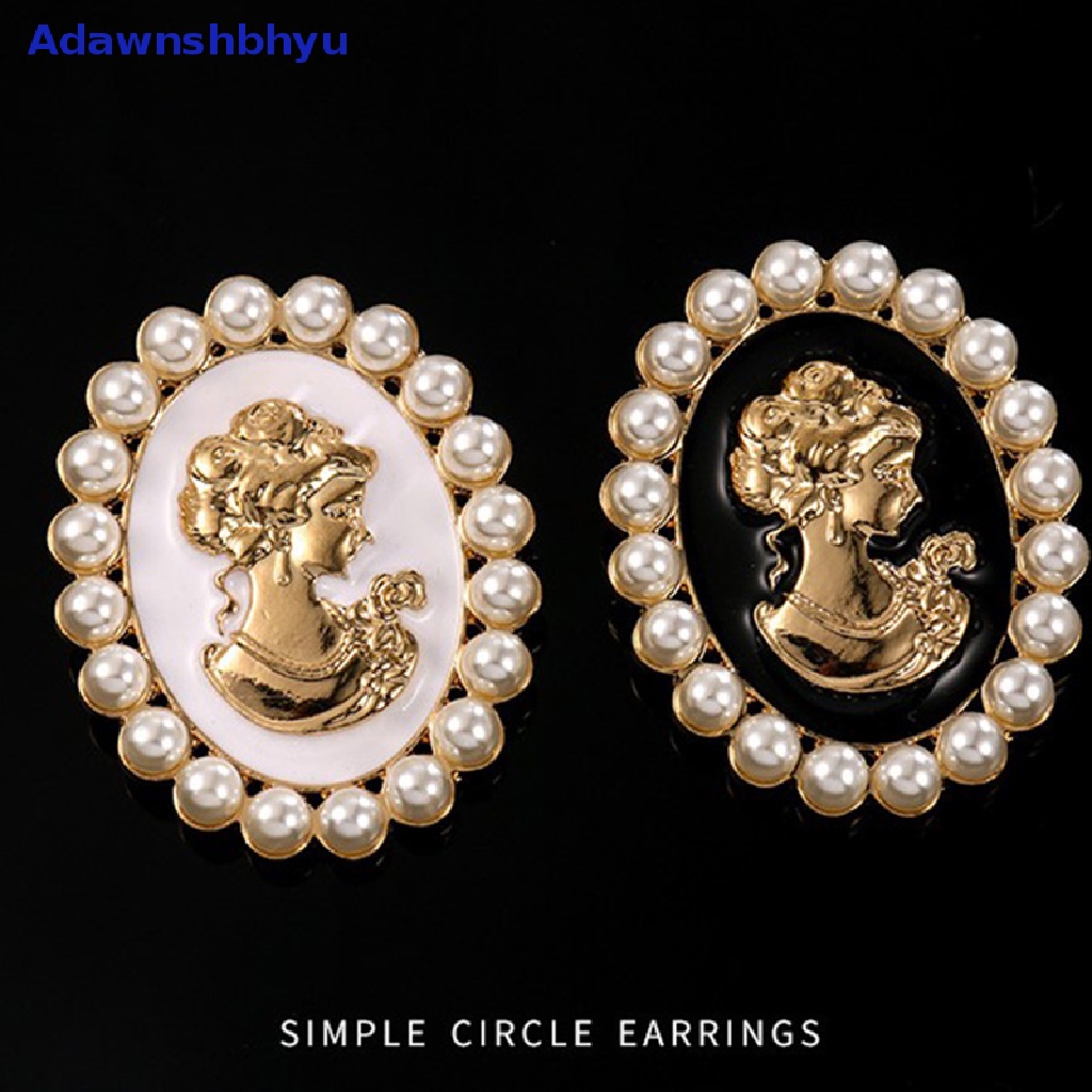 Adhyu 1pc Vintage Gold Beauty Head Pearl Bros Alloy Drip Minyak Plag Lapel Pin ID