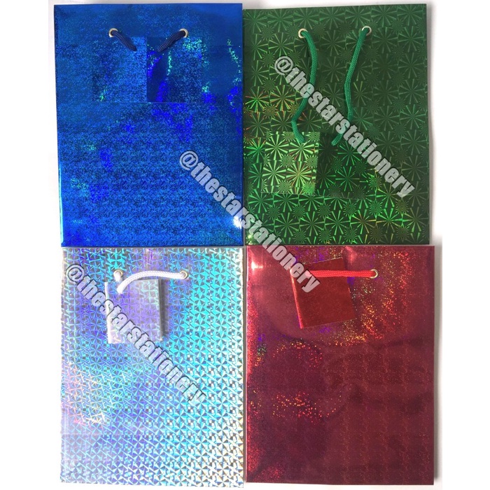 

⭐BISA COD⭐ Kiky Paper Bag Fancy Kecil B / Goodie Bag Tas Tali (1 Pack isi 10 Pcs) - Hologram