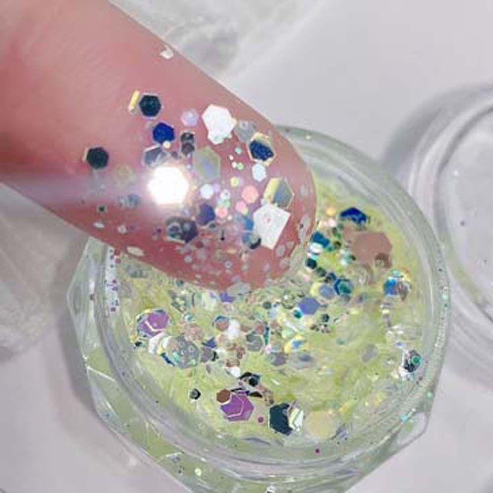 AUGUSTINA Agustina Kuku Payet Wanita Sparkly 3D Nail Charms Hexagon Nail Art Patchs Nail Perhiasan Nail Art Dekorasi