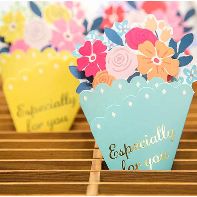 Kartu Ucapan Berkah Tulisan Tangan DIY Hari Valentine Undangan Akad Pernikahan Amplop Bunga Greeting Card Creative Bouquet Blessing Card Birthday Holiday Message Card