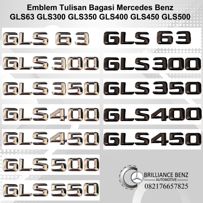 EMBLEM TULISAN MERCEDES GLS63 GLS300 GLS350 GLS400 GLS450 GLS500 MERCY - GLS63, CHROME