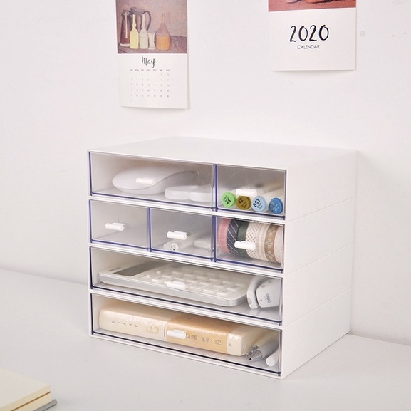 YY-25 Mini Drawer Storage Box Aesthetic Style Korean Desk Laci Mini Putih Susun Desktop Drawer